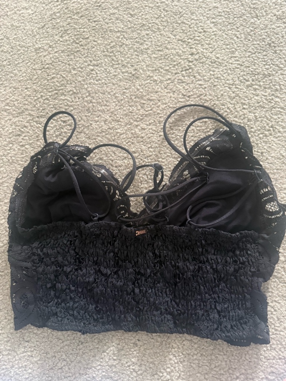 PINK Victoria's Secret Black Lace Bralette with Logo Plate - Picture 2 of 3